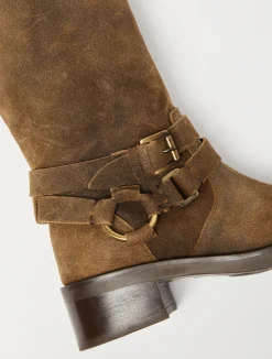 Suede biker boots