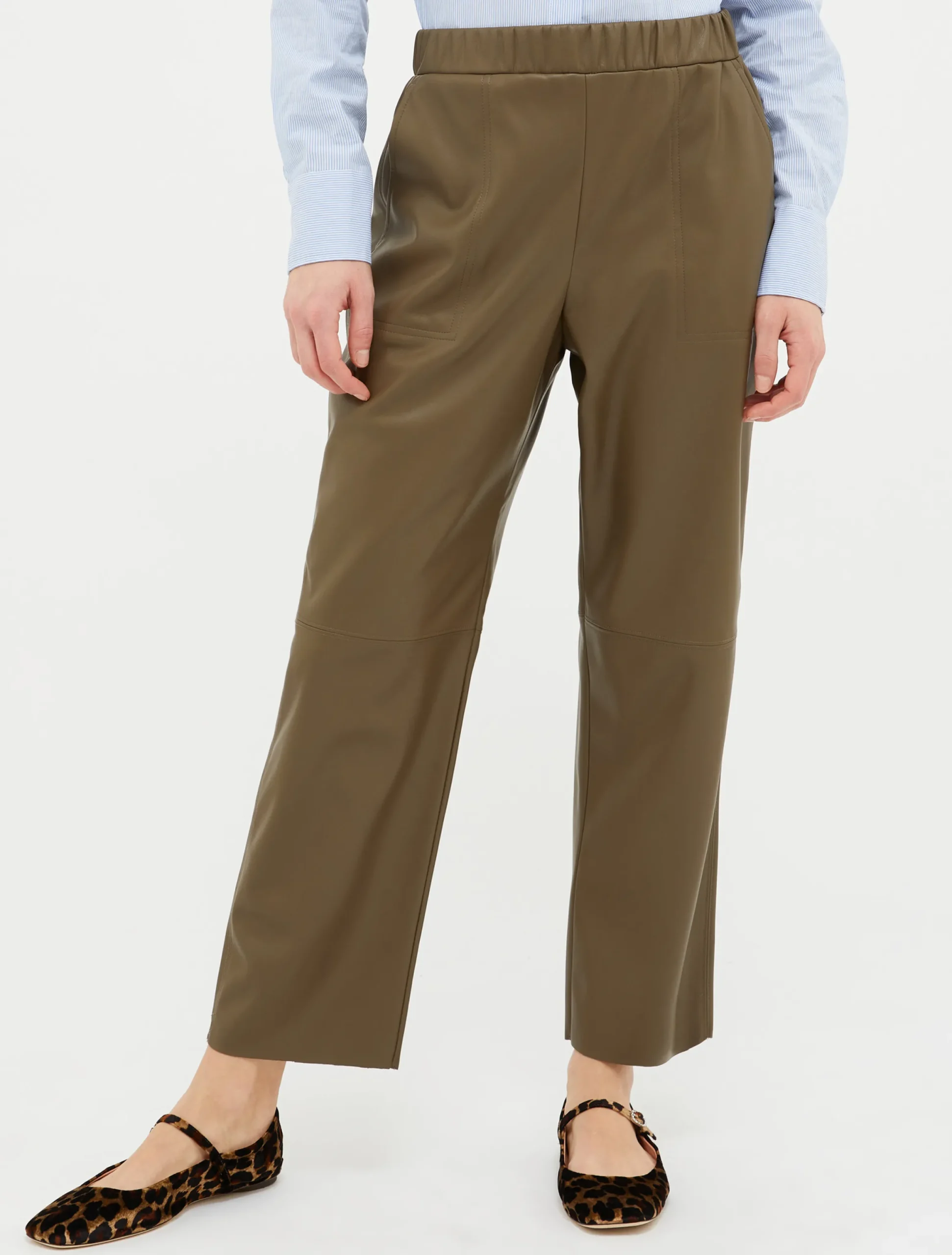 Tapered coated-jersey trousers