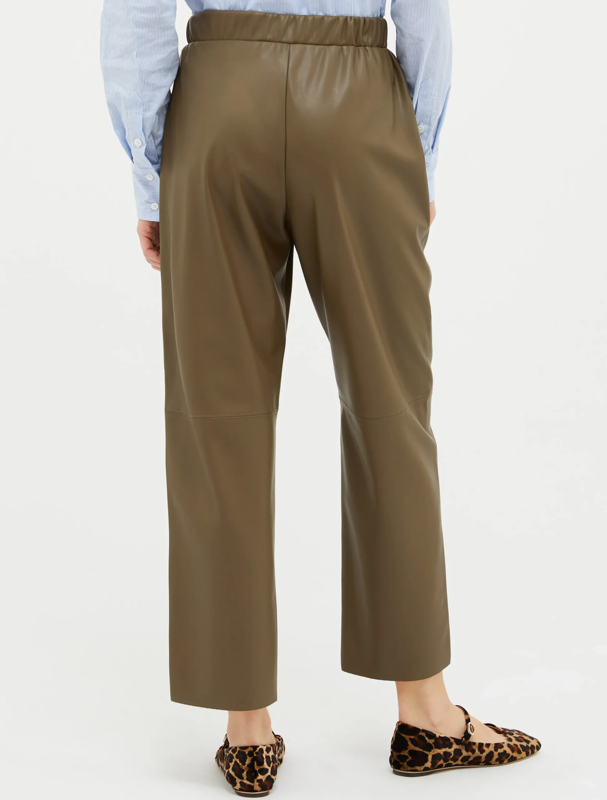 Tapered coated-jersey trousers