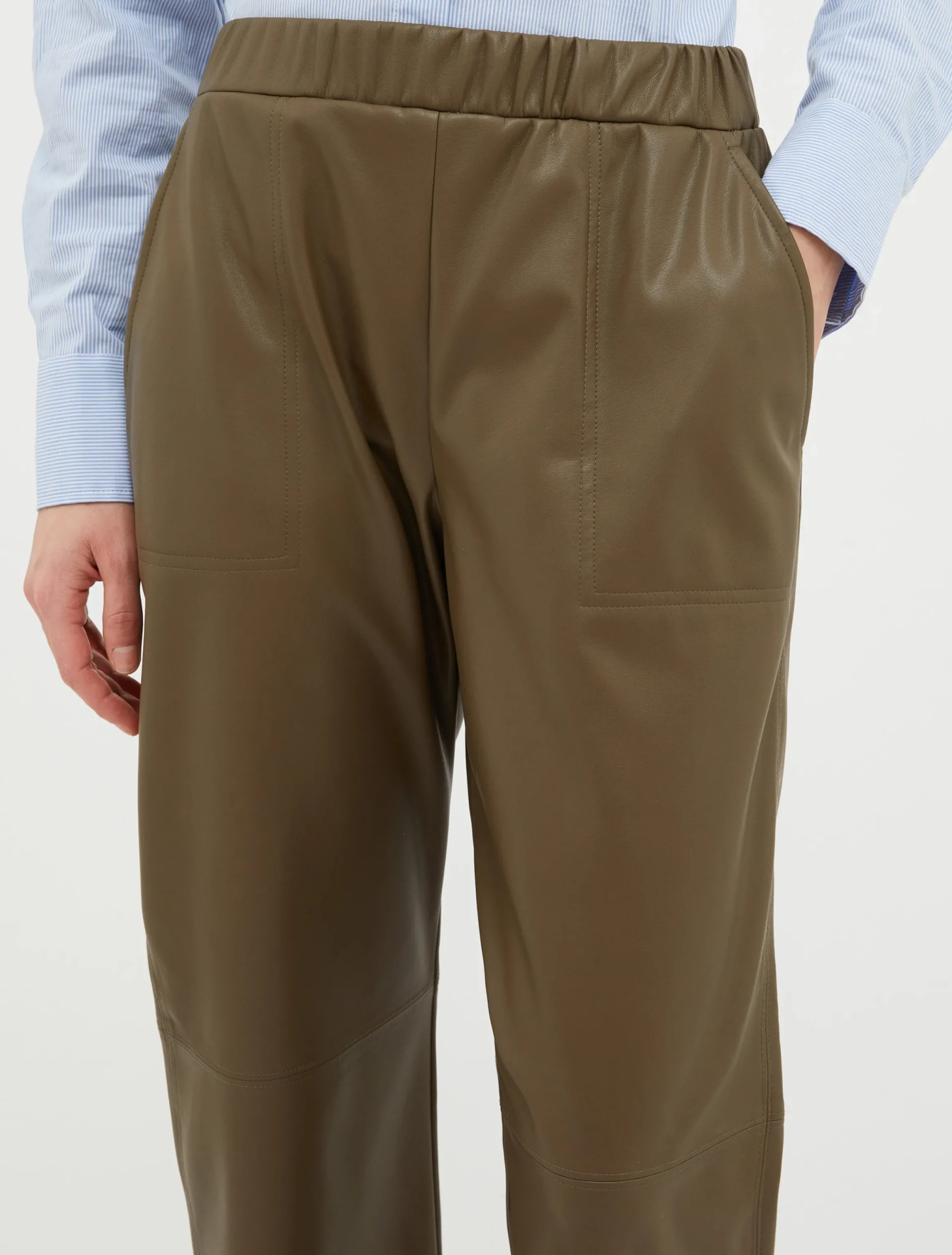 Tapered coated-jersey trousers