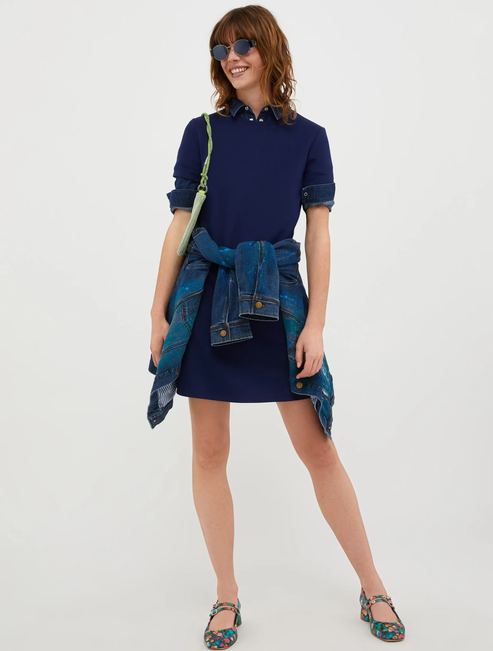 Textured stretch-jersey dress