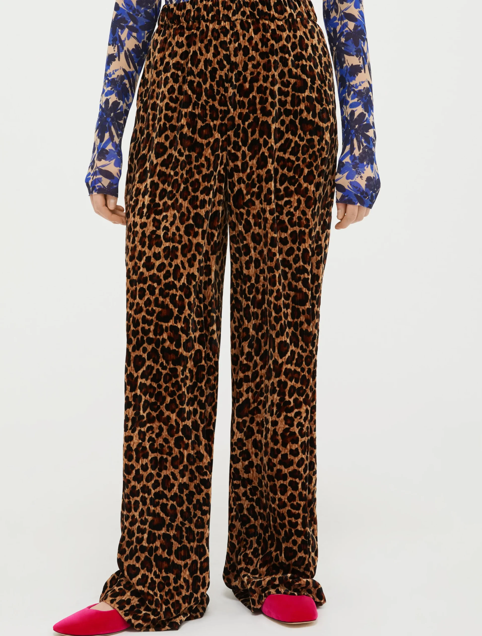Textured velvet trousers