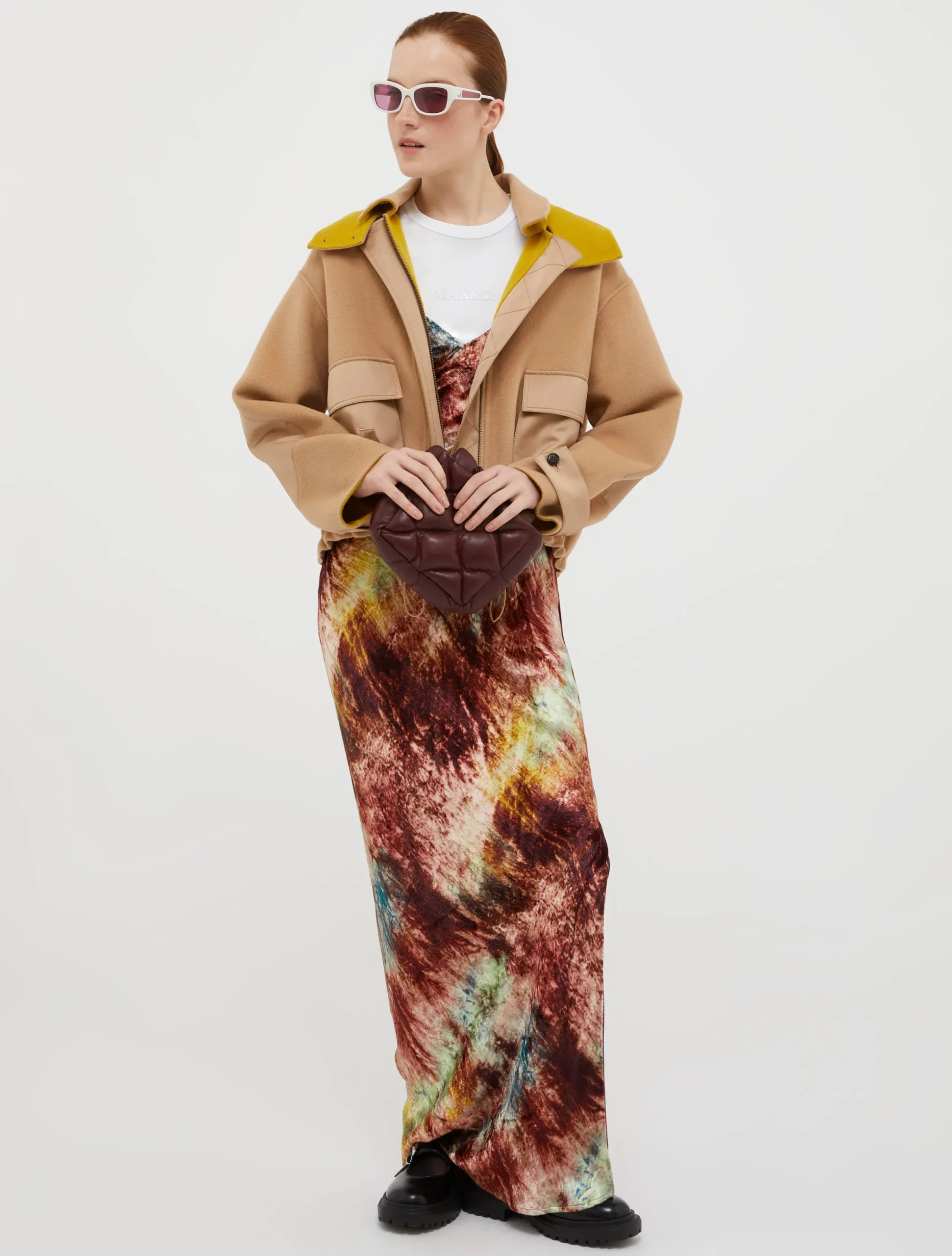 Tie-dye velvet maxi slip dress