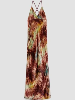 Tie-dye velvet maxi slip dress