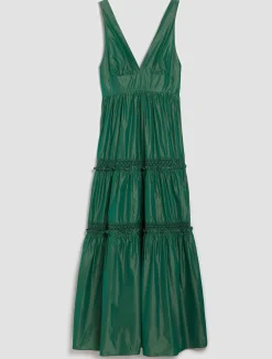 Tiered taffeta maxi dress