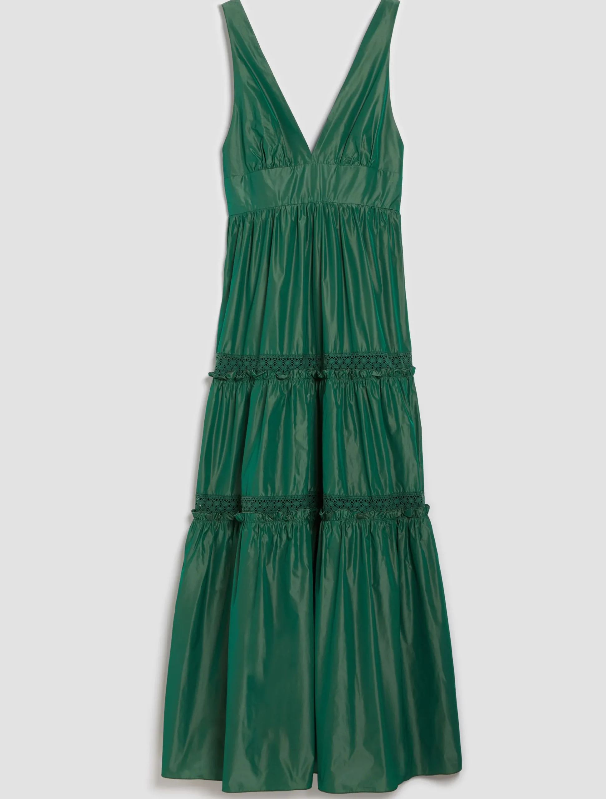Tiered taffeta maxi dress