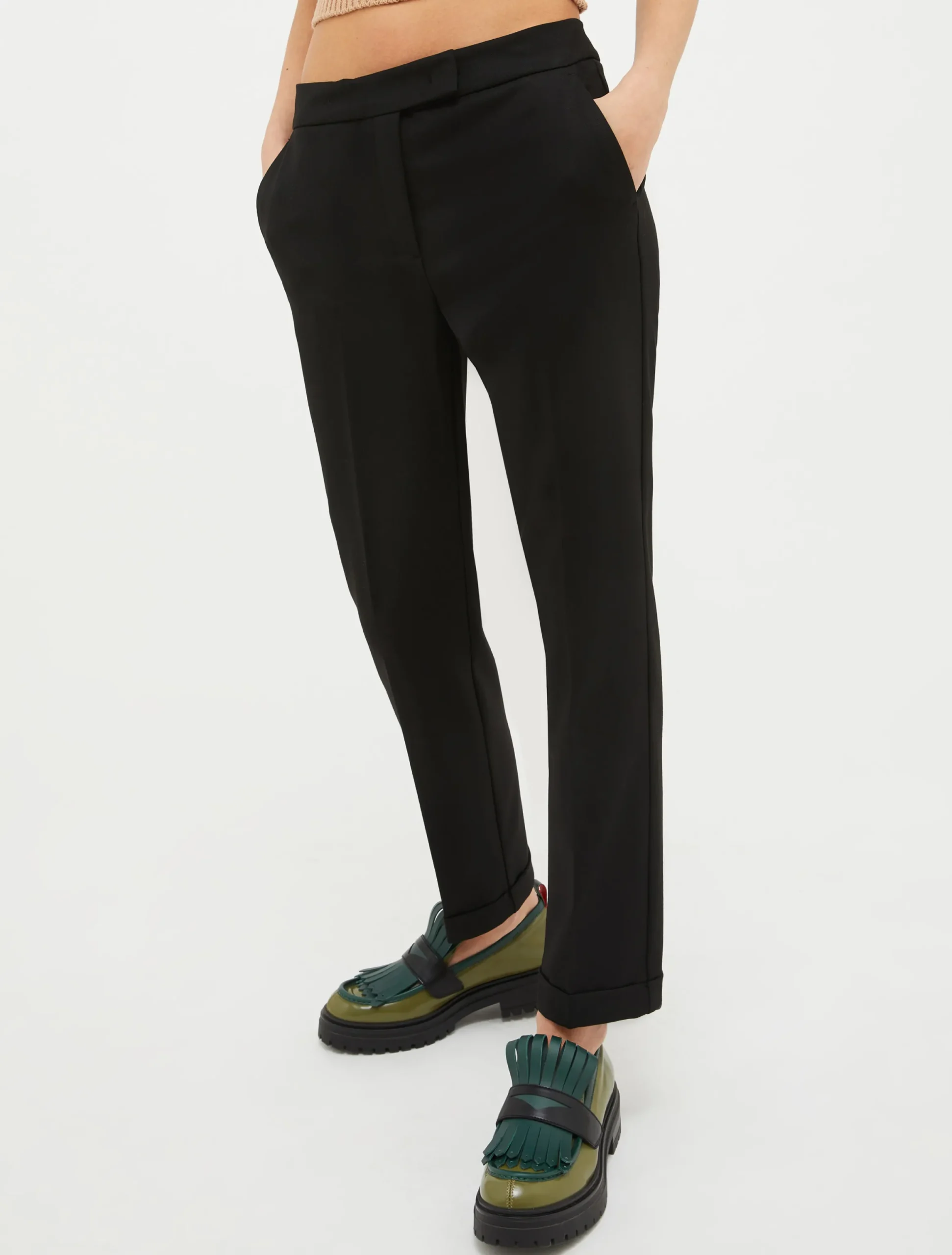 Turn-up slim-fit trousers