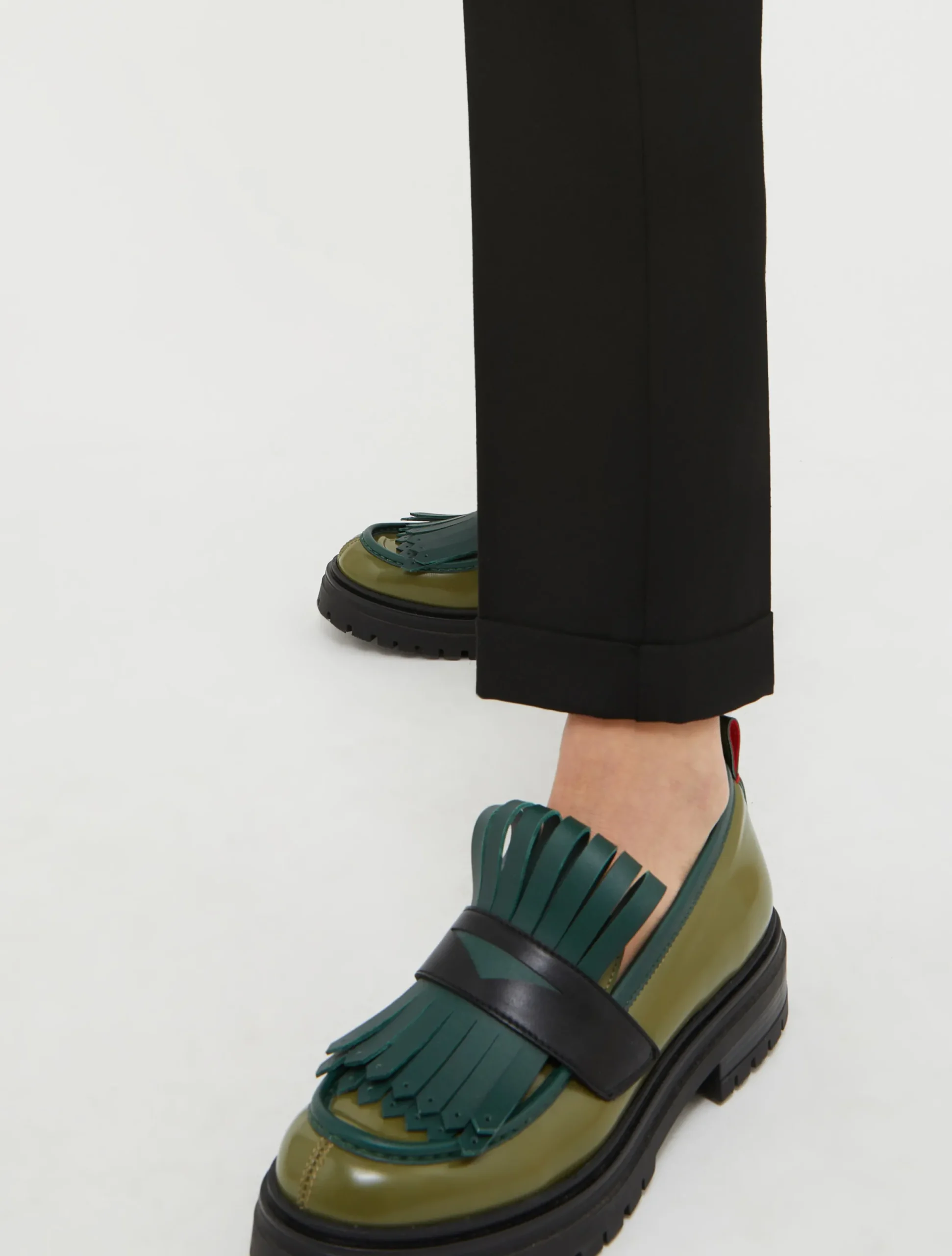 Turn-up slim-fit trousers
