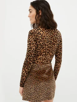 Turtleneck tulle-jersey top