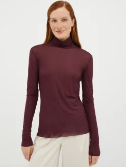 Turtleneck tulle-jersey top
