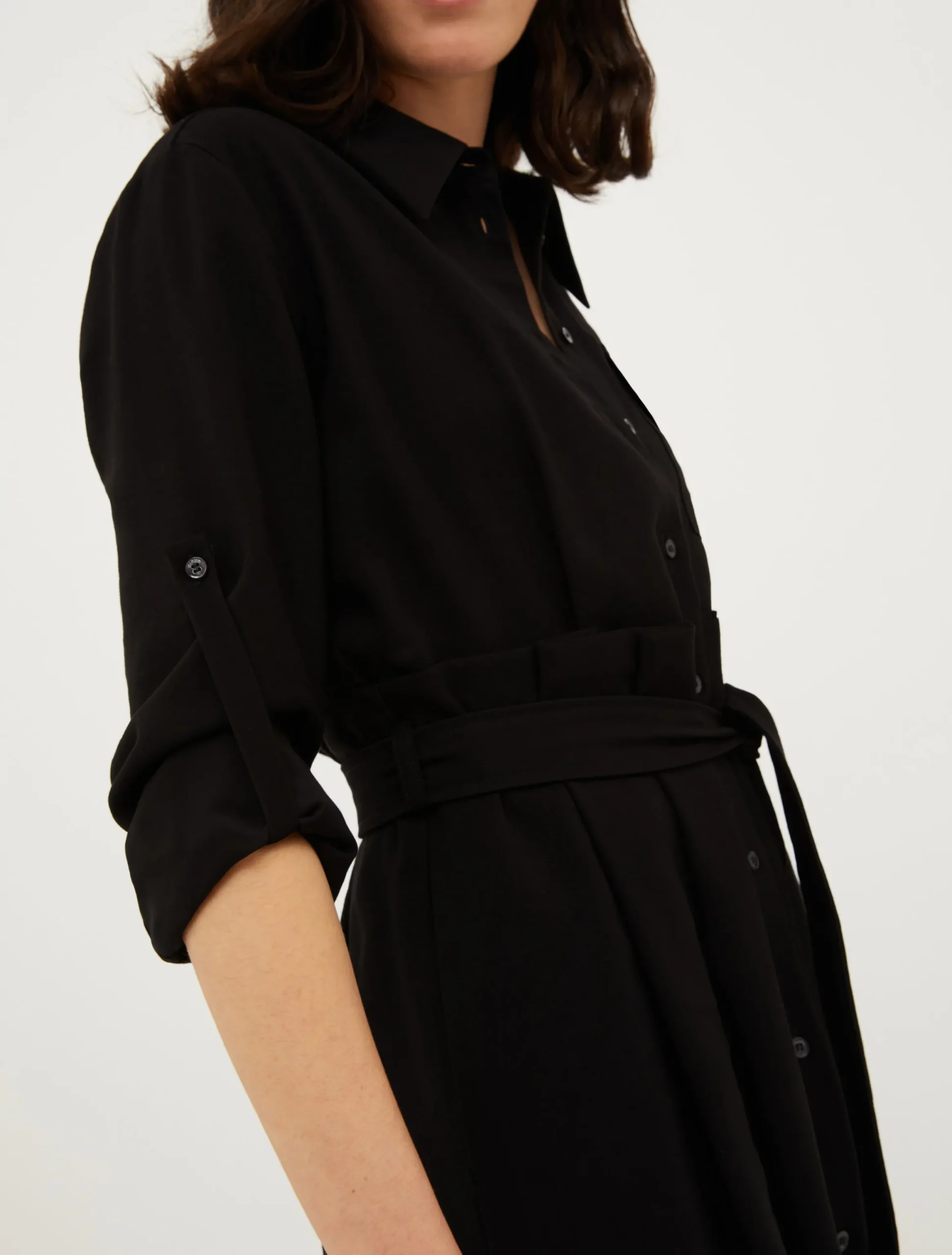 Twill midi shirt dress