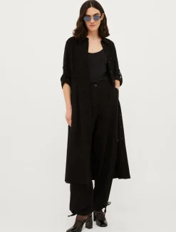 Twill midi shirt dress