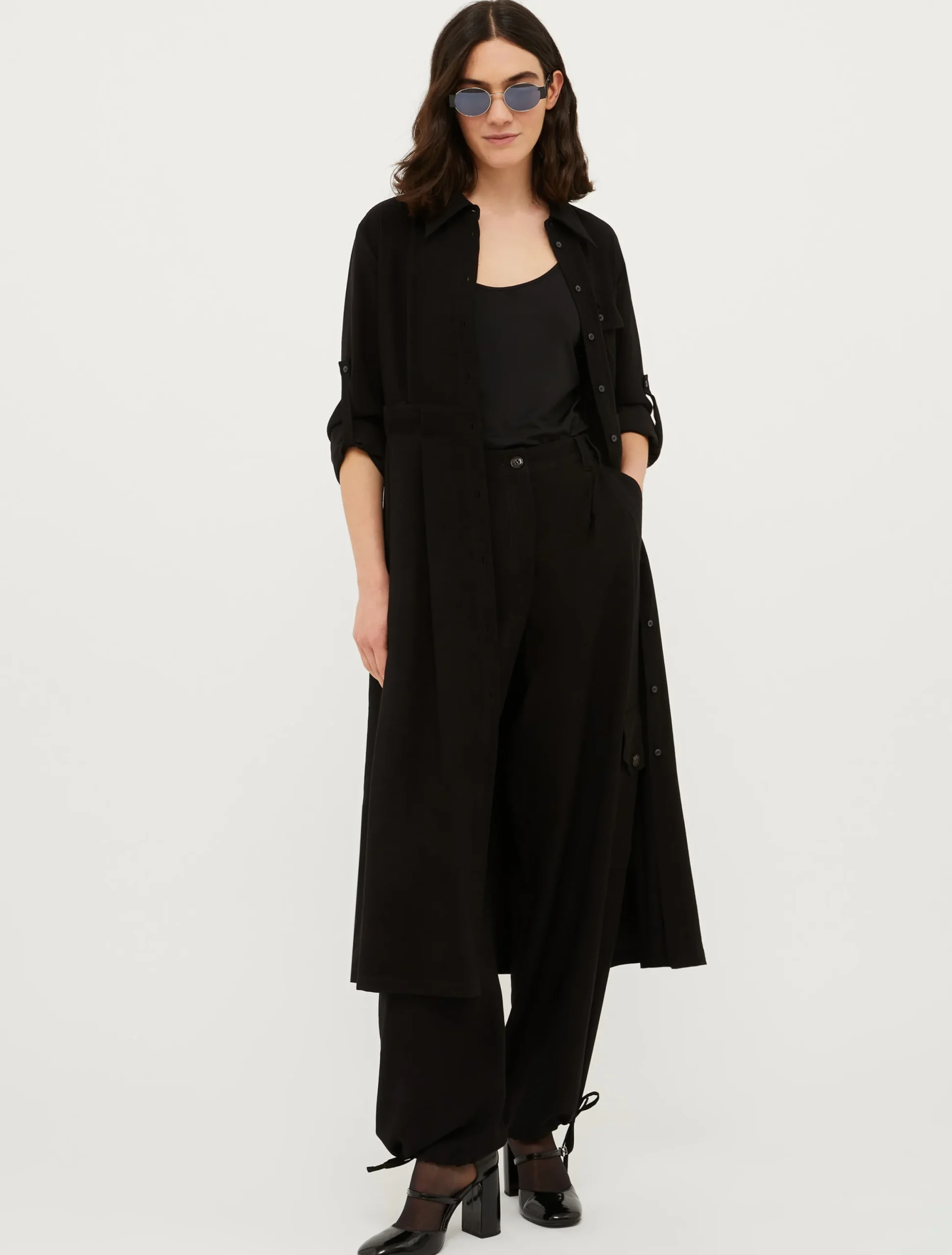 Twill midi shirt dress