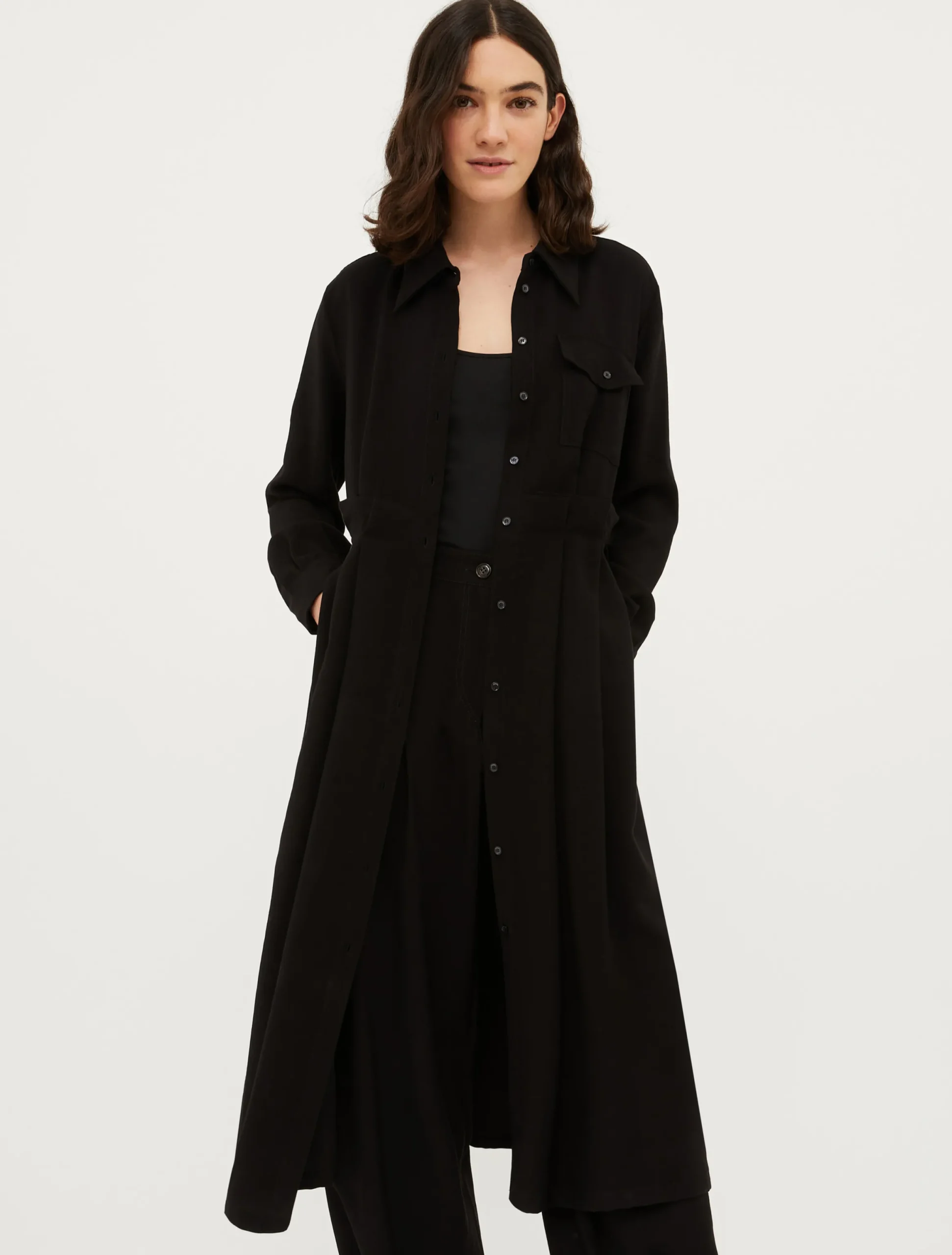 Twill midi shirt dress