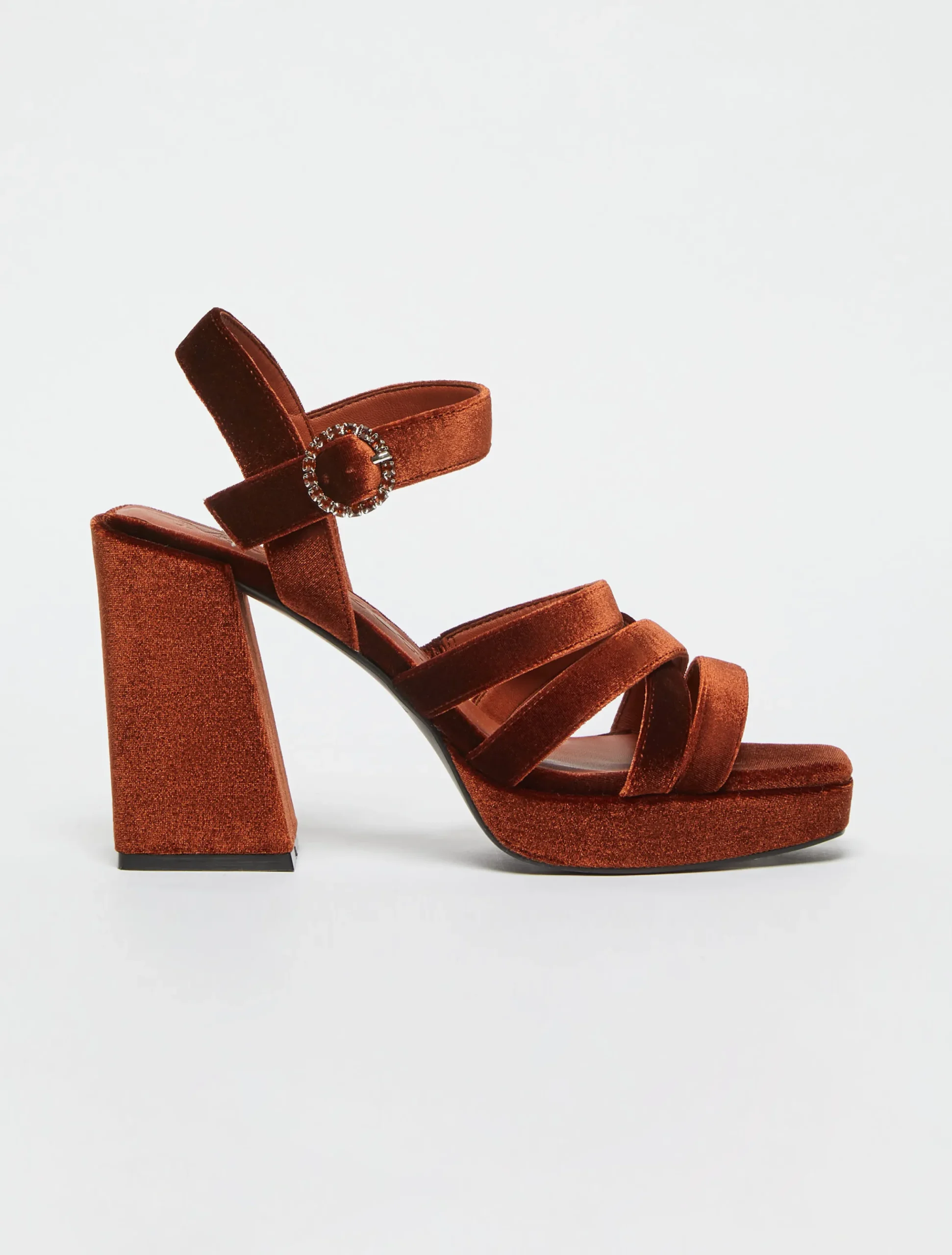 Velvet platform sandals