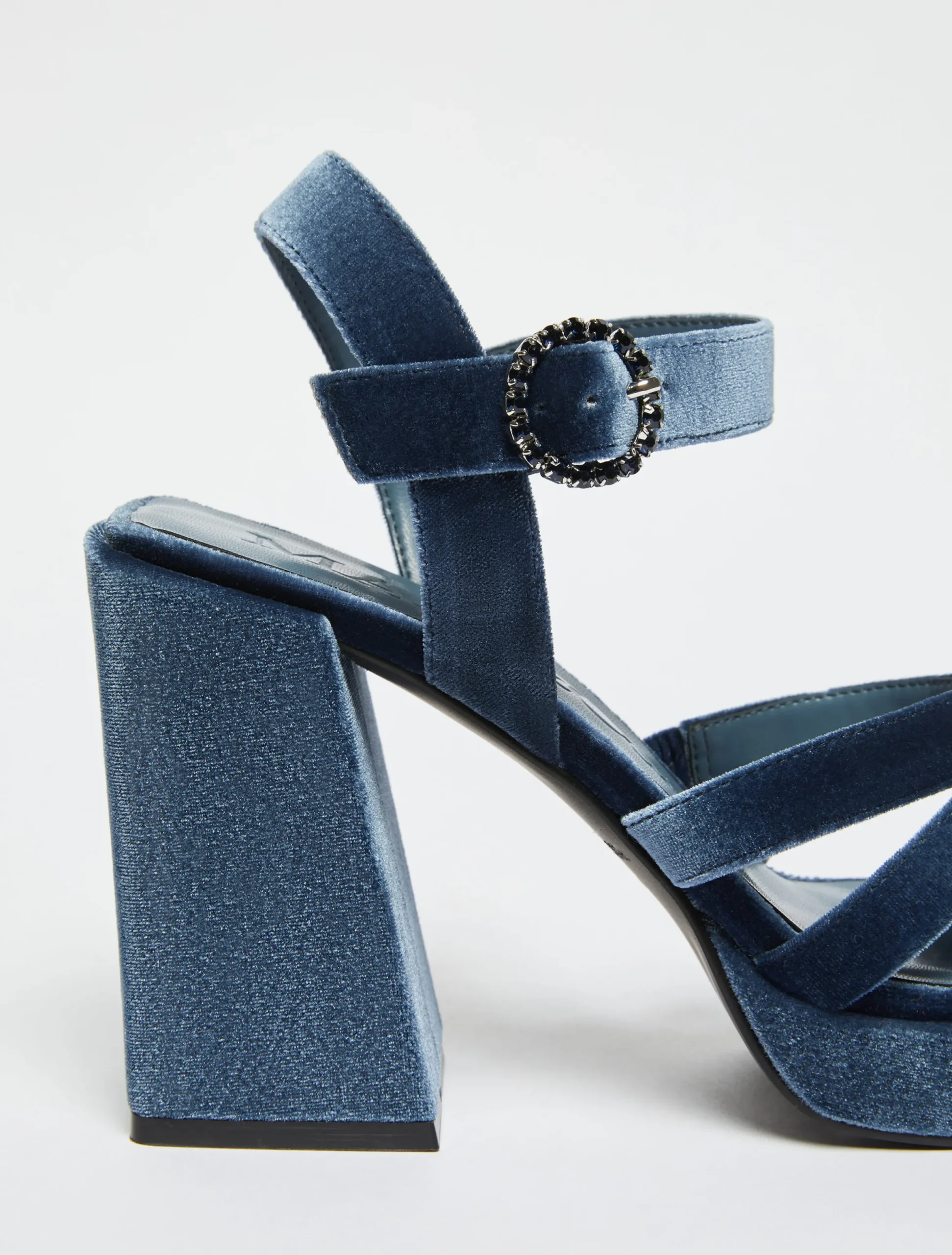 Velvet platform sandals