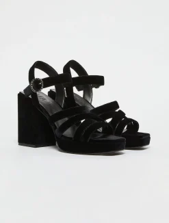 Velvet platform sandals