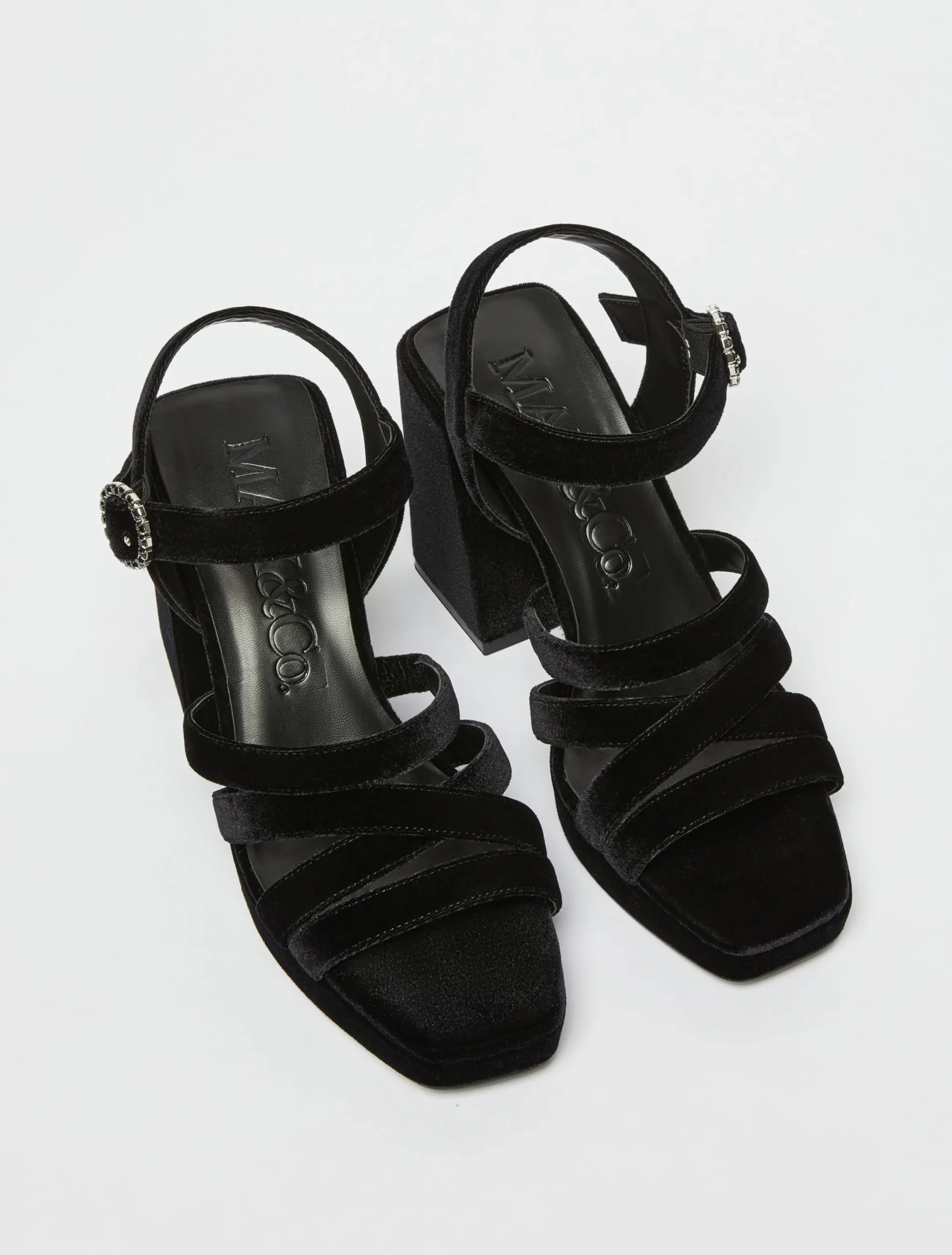 Velvet platform sandals