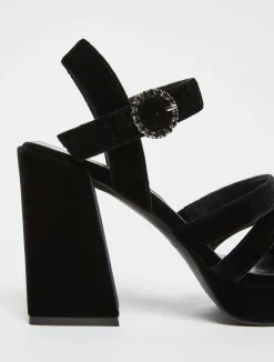 Velvet platform sandals