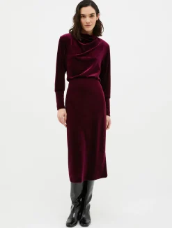 Velvet-jersey midi dress