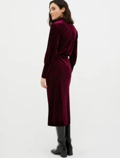 Velvet-jersey midi dress