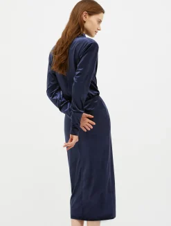 Velvet-jersey midi dress