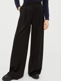Wide-fit flannel trousers