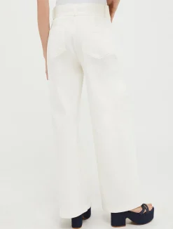 Wide-leg cotton-drill trousers