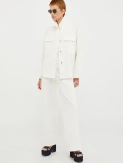 Wide-leg cotton-drill trousers