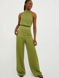 Wide-leg envers-satin jumpsuit