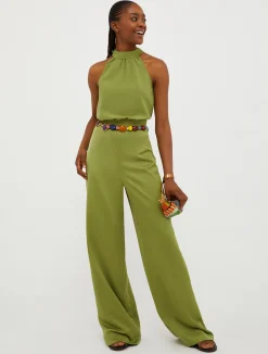 Wide-leg envers-satin jumpsuit