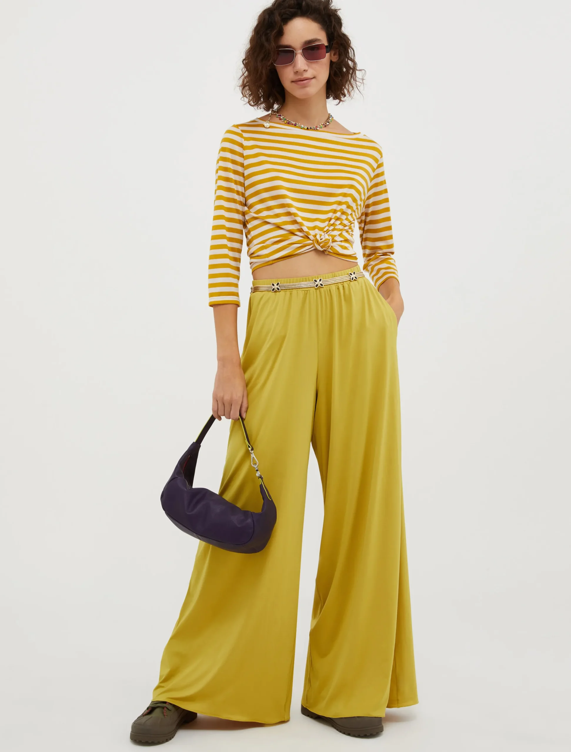 Wide-leg jersey trousers