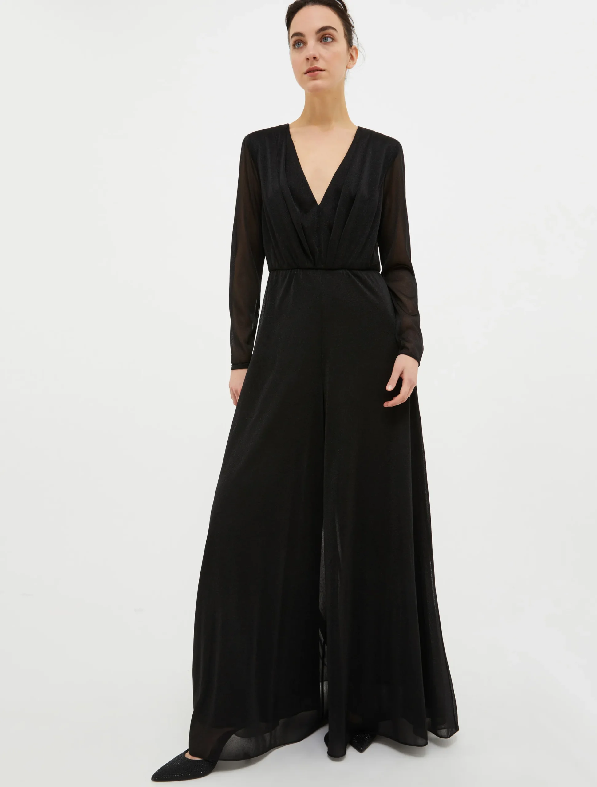Wide-leg lurex-jersey jumpsuit