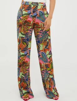 Wide-leg satin trousers