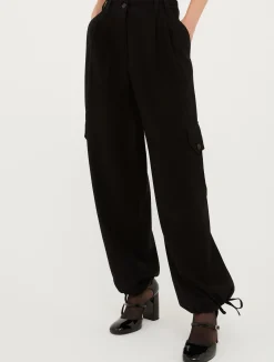 Wide-leg twill cargo trousers