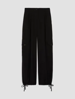 Wide-leg twill cargo trousers