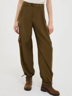 Wide-leg twill cargo trousers