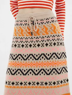 Wool-blend jacquard midi skirt