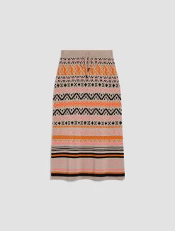 Wool-blend jacquard midi skirt