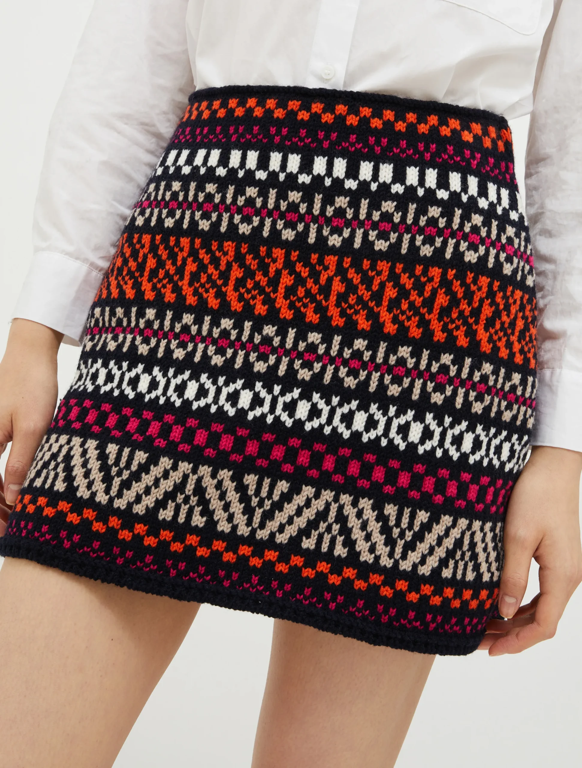 Wool-blend jacquard mini skirt