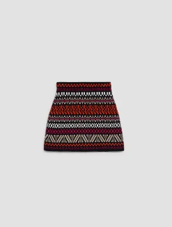 Wool-blend jacquard mini skirt