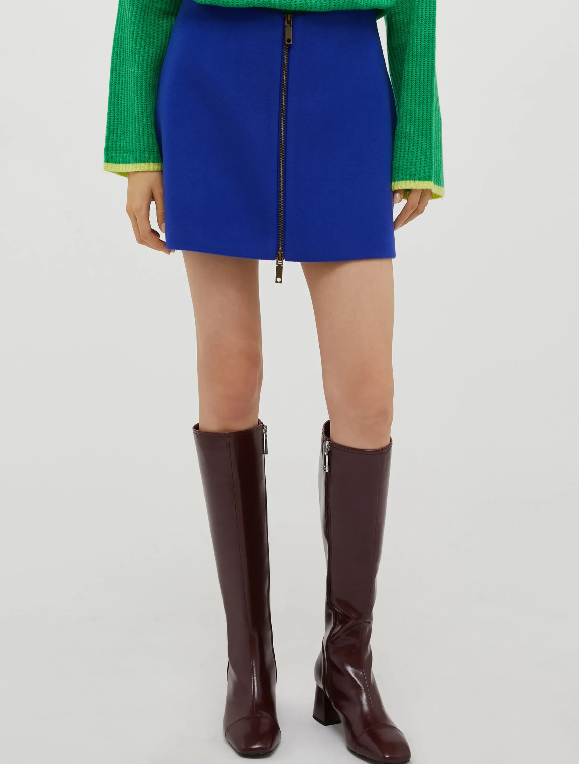 Wool-broadcloth mini skirt