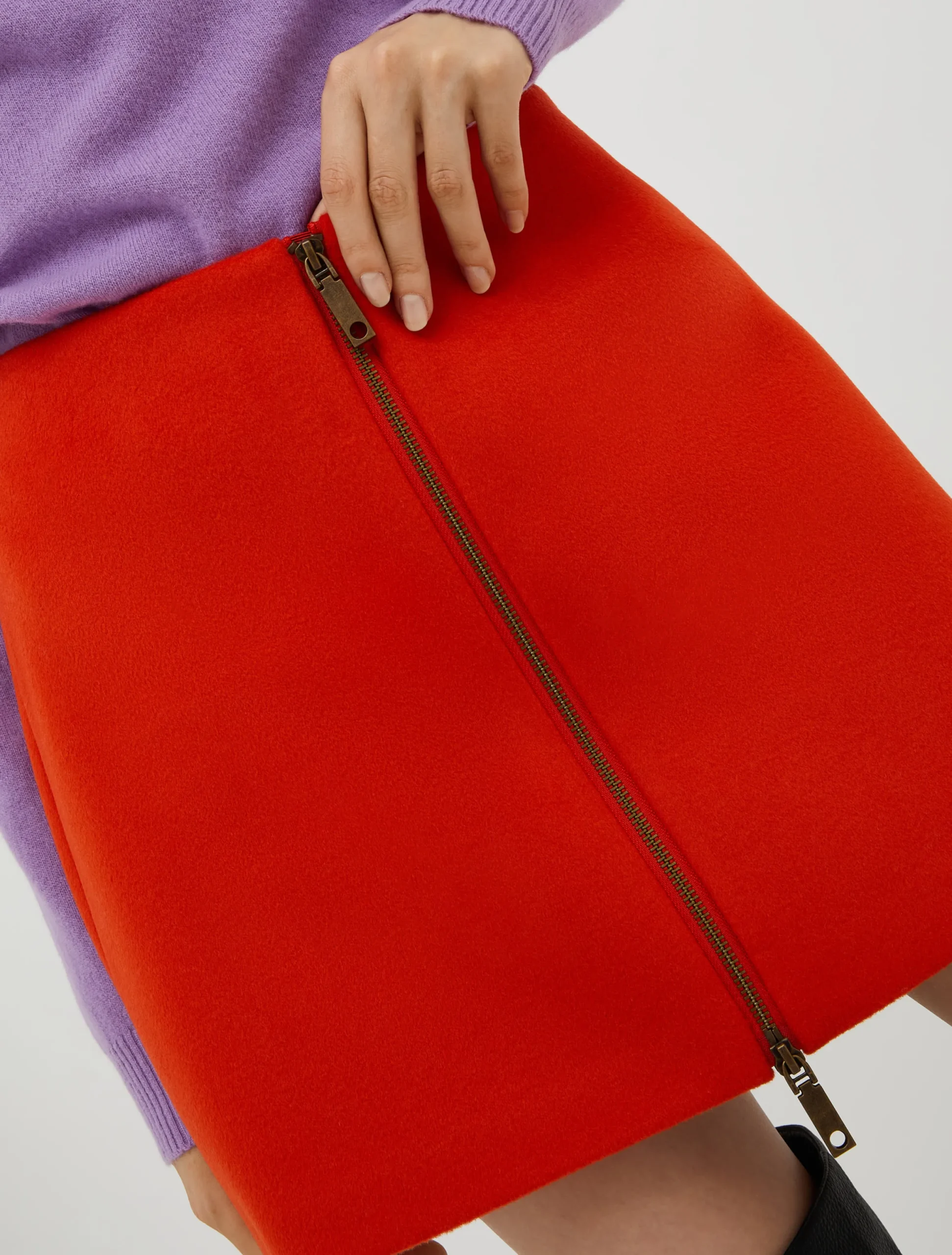 Wool-broadcloth mini skirt