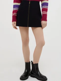 Wool-broadcloth mini skirt